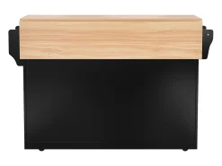 Isla central - 120 x 46 (70) x 91 cm - tablero plegable + ruedas Patas intercambiables - MDF - Negro