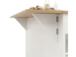 Isla central de cocina - carrito con ruedas y plancha extensible - 3 cajones y 6 estantes - Blanco