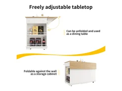 Isla central de cocina - carrito con ruedas y plancha extensible - 3 cajones y 6 estantes - Blanco