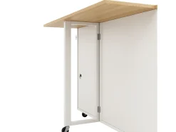 Isla central de cocina - carrito con ruedas y tomas - con plancha extensible - 2 puertas 2 cajones y bodega para vinos - Blanco
