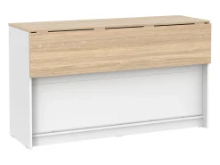 Isla central de cocina con 2 puertas y 2 huecos - Blanco y roble - TEKYNA