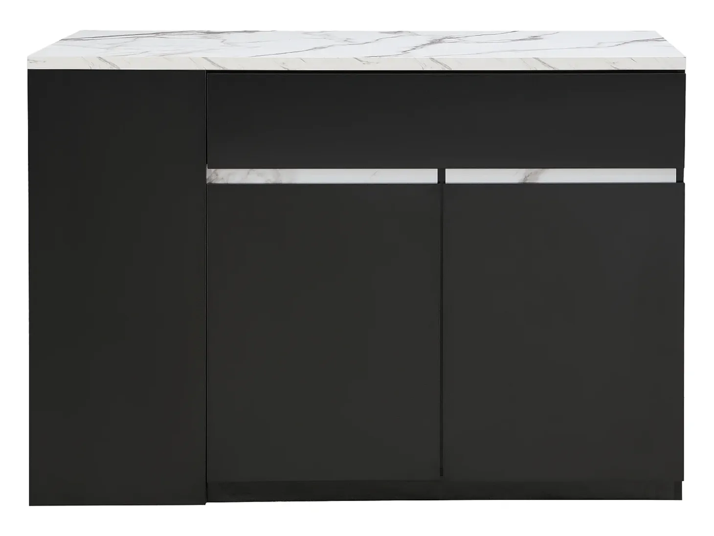 Isla central de cocina con almacenamiento - Efecto mármol blanco y negro - MEILI