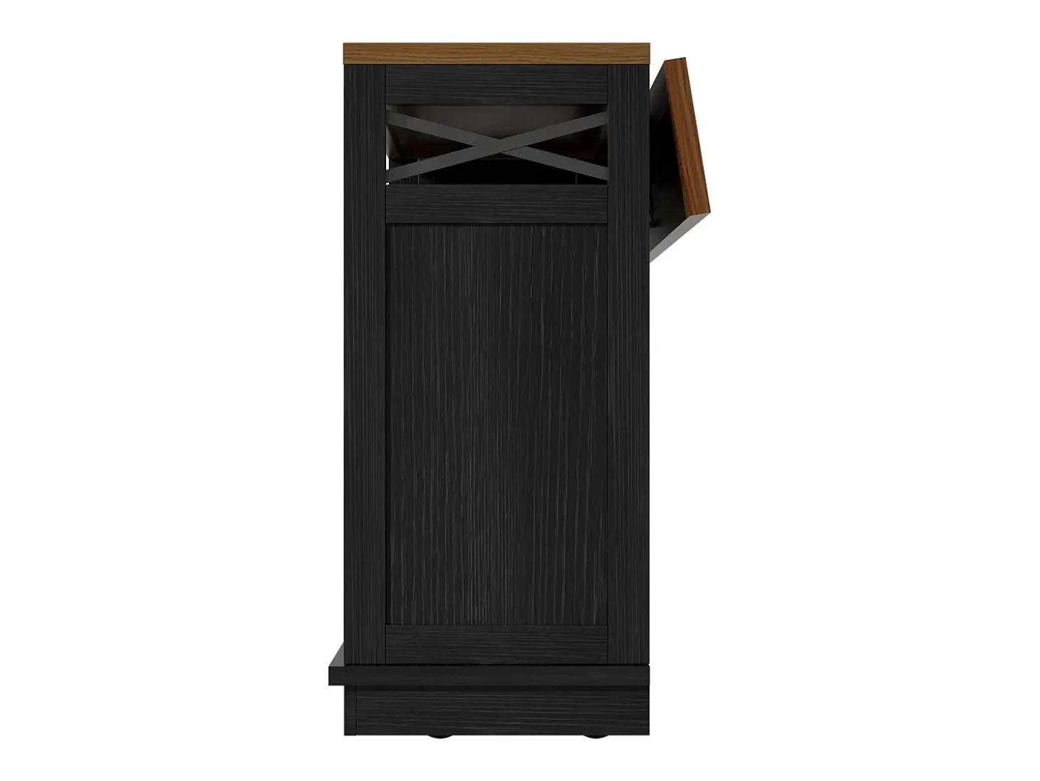 Isla central negra con encimera efecto madera, 3 cajones de almacenamiento y 3 puertas