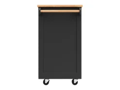 Isla de cocina 102 × 45 × 92 cm - Carrito de servicio con ruedas, 2 puertas y 2 cajones - Negro