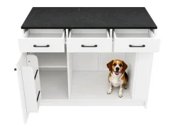 Isla de cocina - 120 x 60 x 90 cm - con 3 cajones + 1 puerta + espacio para mascotas - MDF - blanco