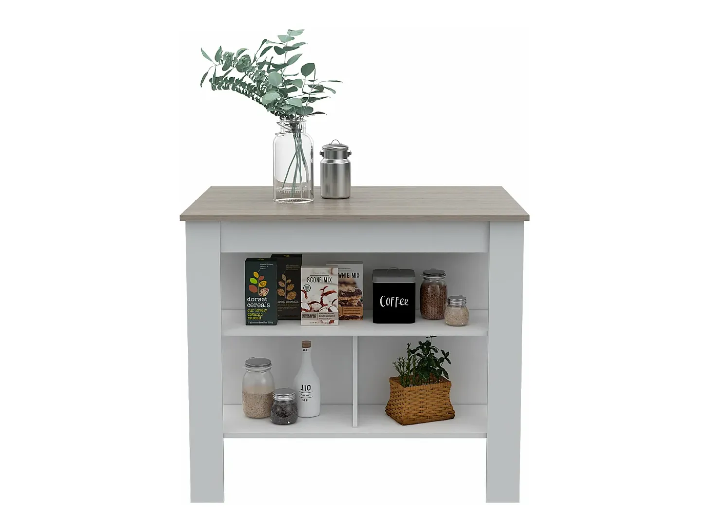 Isla de Cocina Antibacteriana Cala, superficie antibacterial y tres estantes , 89.91 cm X 102.87 cm X 69.85 cm , Multicolor
