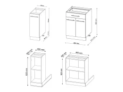Isla de cocina antracita casa de campo/blanco 90x60x82 fame-line