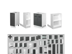 Isla de cocina antracita casa de campo/blanco 90x60x82 fame-line