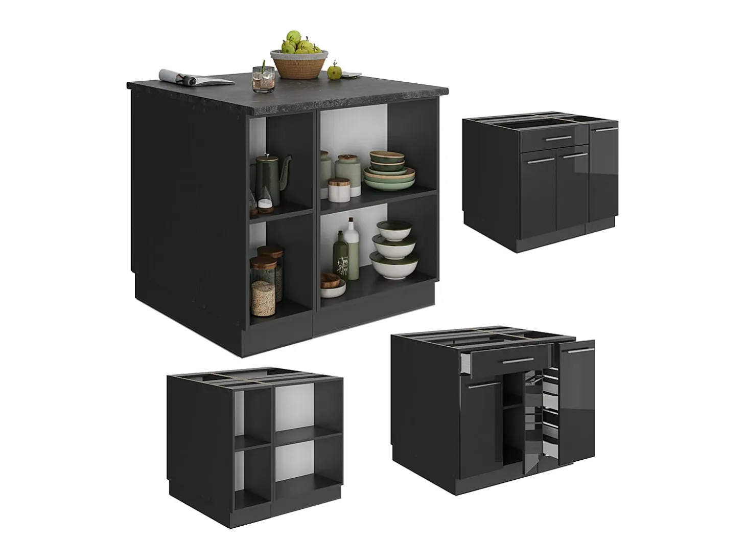Isla de cocina antracita alto brillo 90x60x82 fame-line