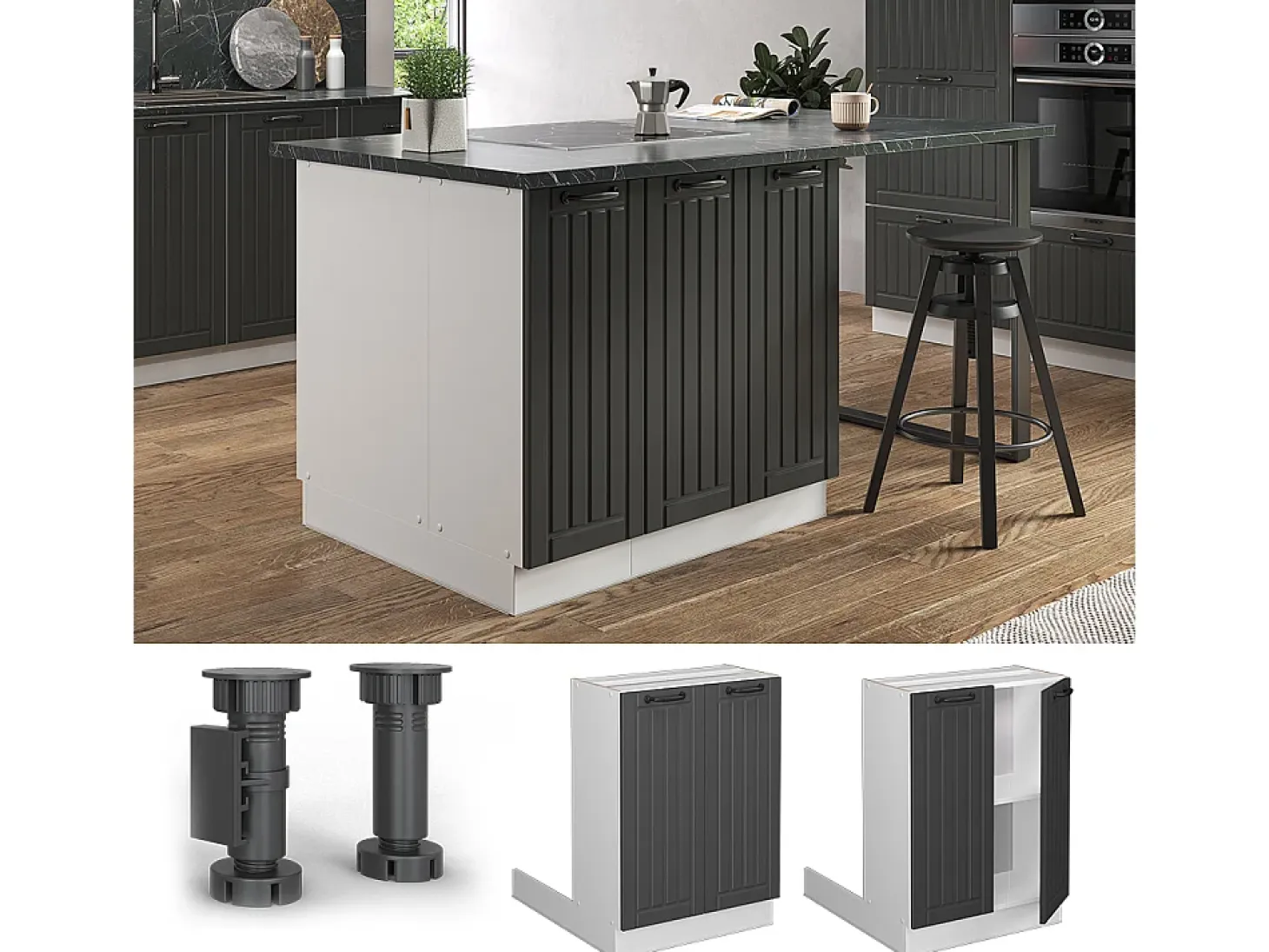 Isla de cocina antracita casa de campo 60x30x82 fame-line