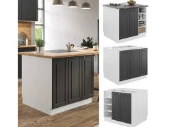 Isla de cocina antracita-oro/blanco 90x60x82 fame-line