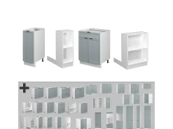 Isla de cocina azul claro-gris 90x60x82 fame-line