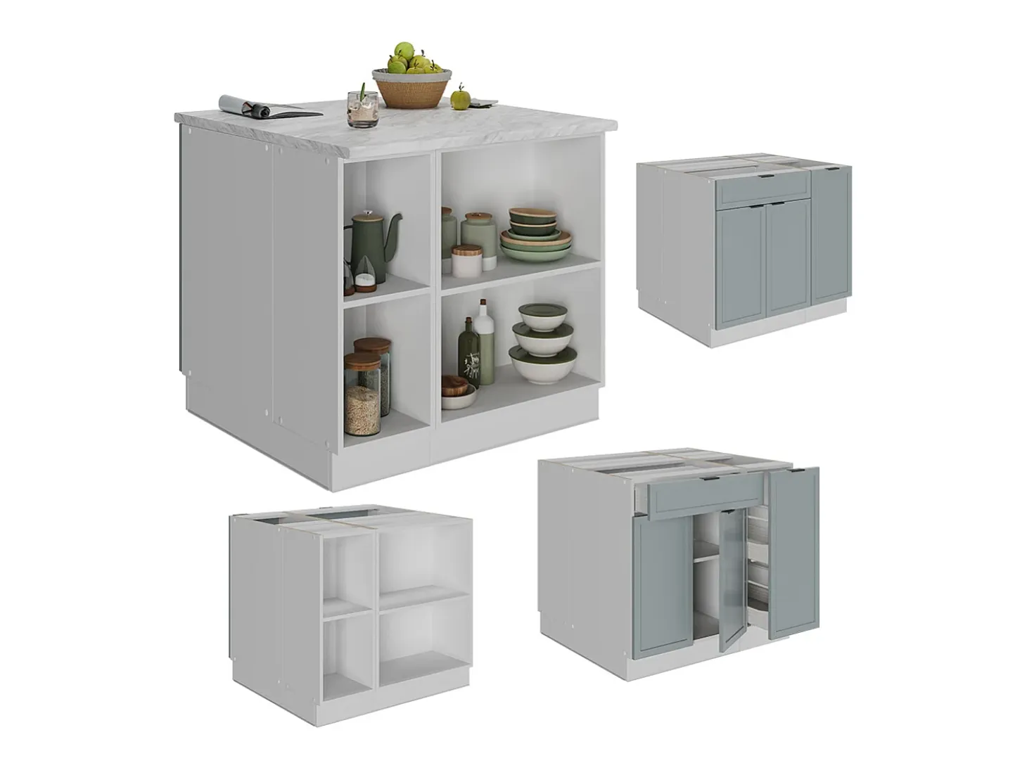Isla de cocina azul claro-gris 90x60x82 fame-line