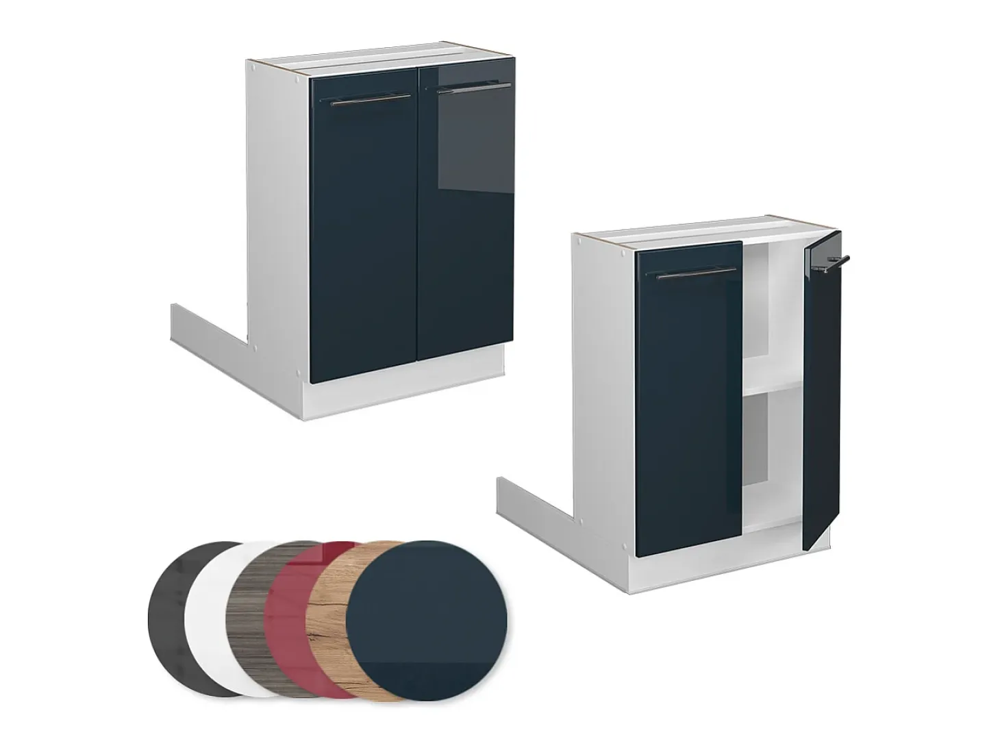 Isla de cocina azul oscuro alto brillo 60x30x82 fame-line
