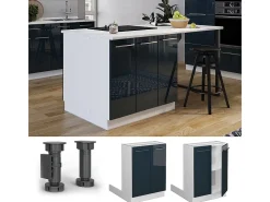 Isla de cocina azul oscuro alto brillo 60x30x82 fame-line