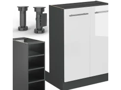 Isla de cocina blanco brillo/antracita 90x60x82 fame-line