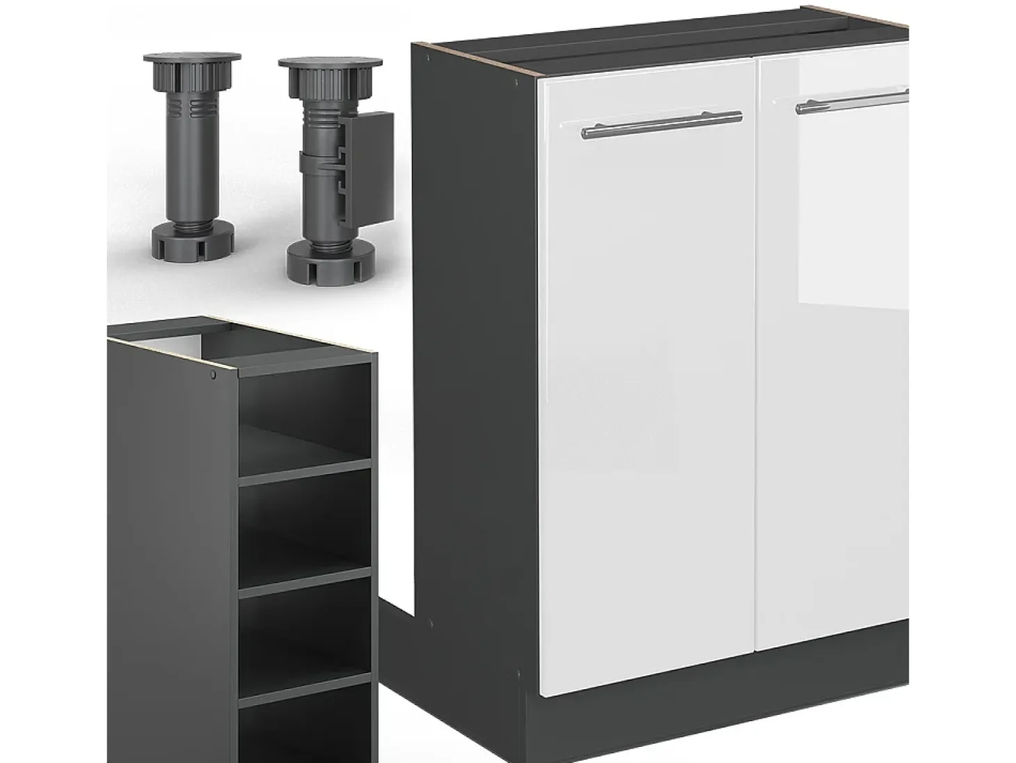 Isla de cocina blanco brillo/antracita 90x60x82 fame-line