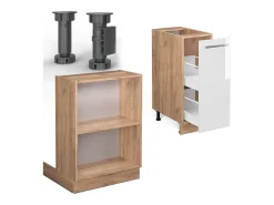 Isla de cocina blanco brillo intenso/roble dorado 90x60x82 fame-line