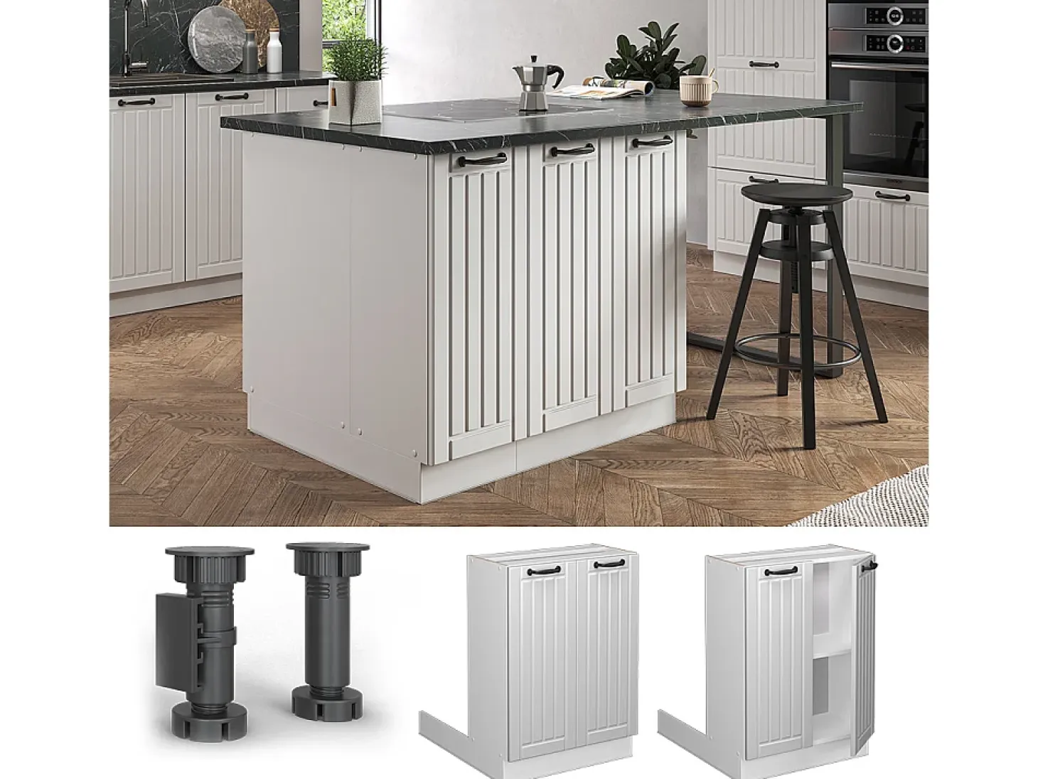 Isla de cocina blanco casa de campo 60x30x82 fame-line