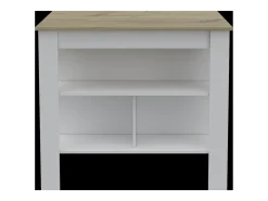 Isla de Cocina Cala en melamina con tres estantes , 89.99 cm X 102.99 cm X 69.97 cm , Blanco / Duna