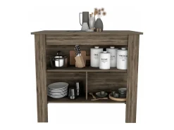 Isla de cocina Cala en melamina con 3 estantes , marron , 90 cm X 103 cm X 70 cm
