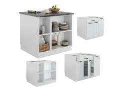 Isla de cocina casa de campo blanca/blanca 90x60x82 fame-line
