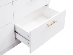 Isla de cocina con 6 cajones de MDF y metal - Efecto mármol blanco - ALEGRITA