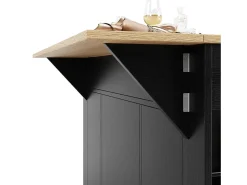 Isla de cocina con 3 cajones y 4 puertas (incluidas 2 puertas de cristal) - Negro 151,5 x 60(85) x 91,7 cm