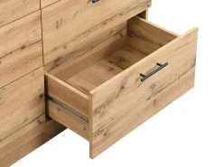 Isla de cocina con 6 cajones de MDF y metal - Negro y Natural claro - ALEGRITA