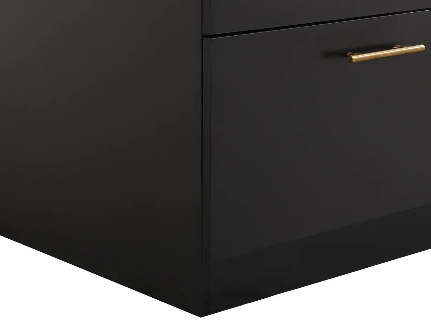 Isla de cocina con 6 cajones de MDF y metal - Negro y efecto mármol blanco - ALEGRITA