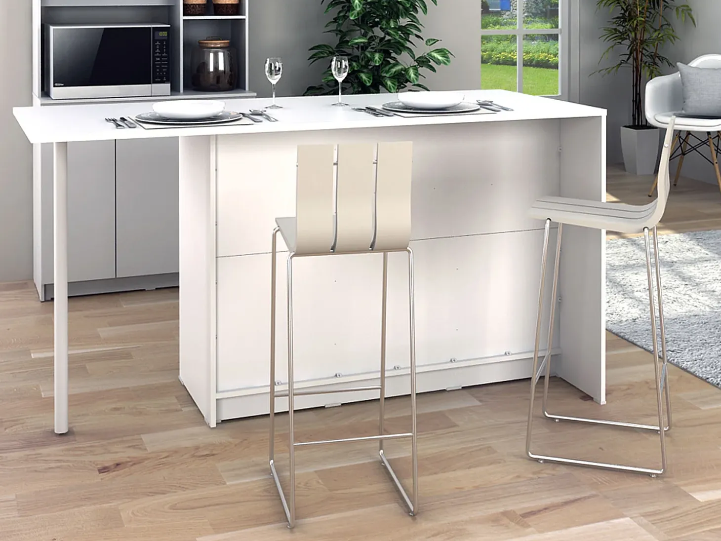 Isla de cocina con 2 puertas, 1 cajón y 2 estantes - Blanco - TUNORI