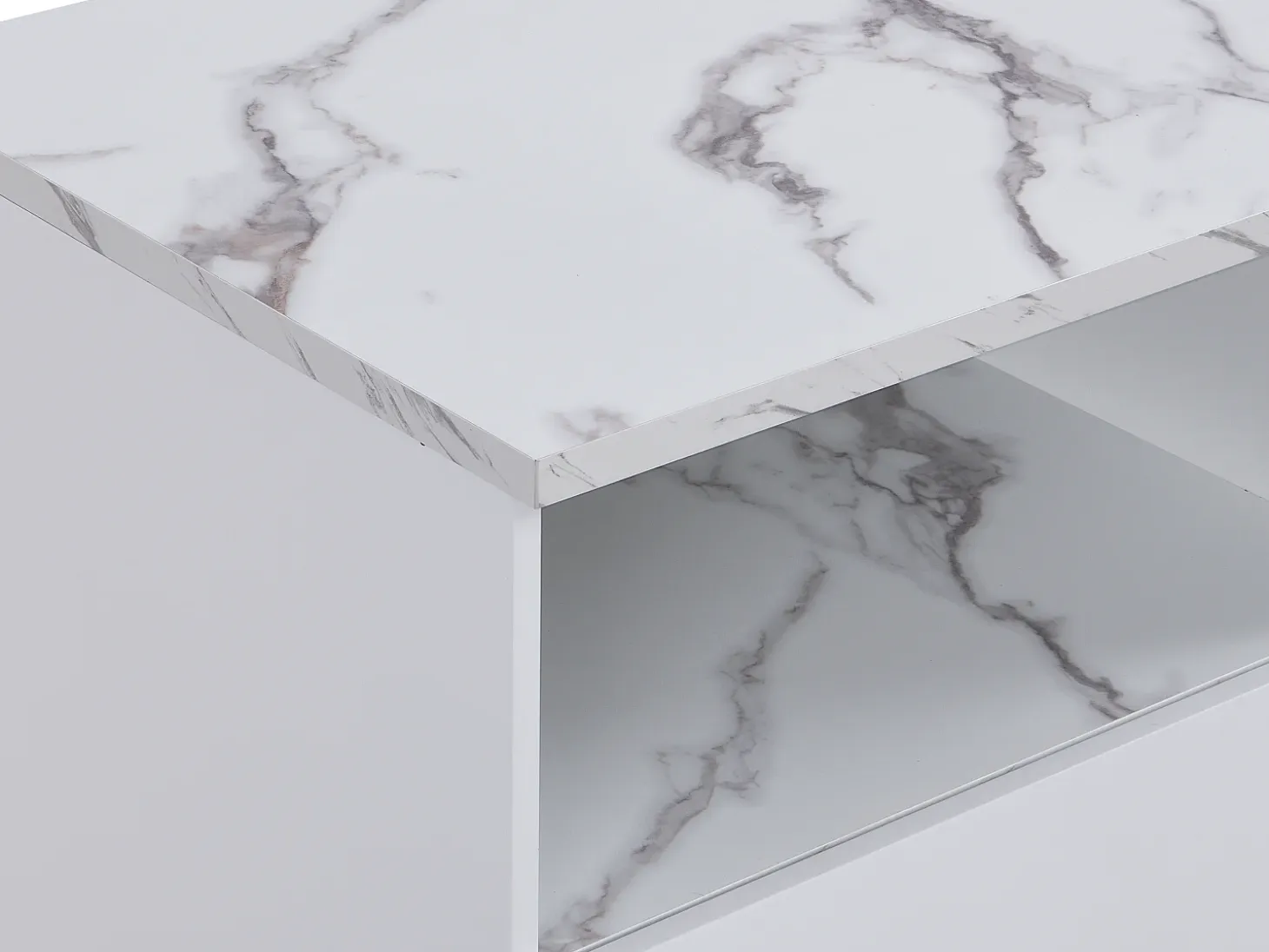 Isla de cocina con 2 puertas y 1 estante de MDF - Efecto mármol blanco - CORELINA