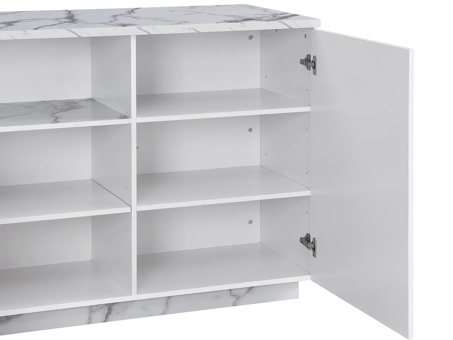Isla de cocina con 2 puertas y 1 estante de MDF - Efecto mármol blanco - CORELINA