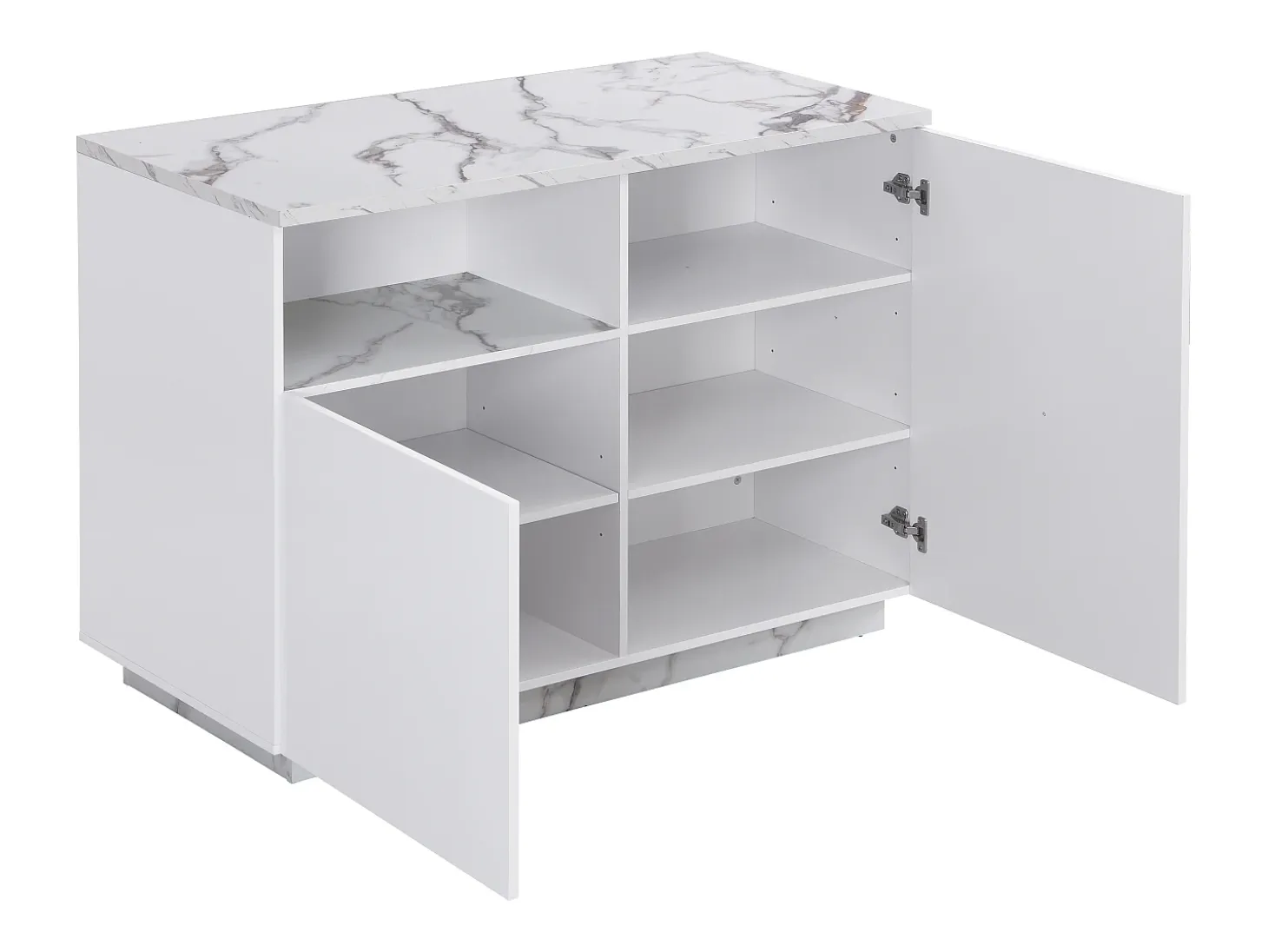 Isla de cocina con 2 puertas y 1 estante de MDF - Efecto mármol blanco - CORELINA