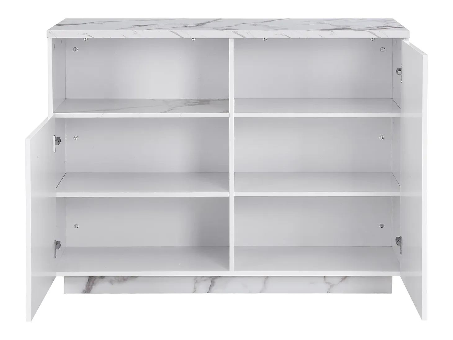 Isla de cocina con 2 puertas y 1 estante de MDF - Efecto mármol blanco - CORELINA