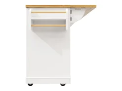 Isla de cocina con 4 puertas (2 de ellas de cristal) y 2 cajones - estantes regulables - Acabado madera y blanco
