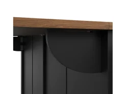 Isla de cocina con encimera abatible - Carrito de cocina con 2 puertas correderas y 3 cajones - toallero y especiero - negro