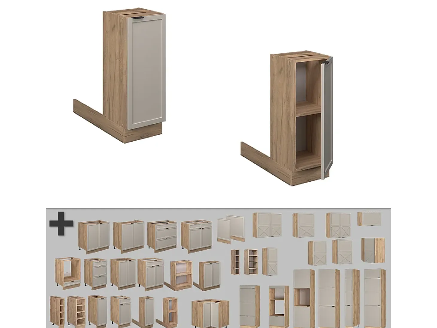 Isla de cocina grisbeige 30x70x82 fame-line