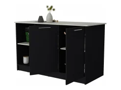 Isla de cocina Juniper en melamina con dos puertas y 3 estantes , 90 cm X 150 cm X 64 cm , Negro / Ibiza