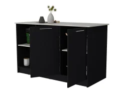 Isla de cocina Juniper en melamina con dos puertas y 3 estantes , 90 cm X 150 cm X 64 cm , Negro / Ibiza