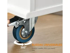 Isla de cocina Kalos Homcom extensible con ruedas blanco 92,5x128,8x75,5 cm