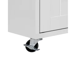 Isla de cocina móvil blanca - Carrito de cocina con 4 puertas y 2 cajones - tablero de madera extensible y especiero