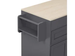 Isla de cocina móvil gris - Carrito de cocina con 4 puertas y 2 cajones - Superficie extensible y especiero