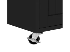 Isla de cocina móvil negra - Carrito de cocina con 4 puertas y 2 cajones - tablero de madera extensible y especiero