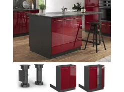 Isla de cocina rojo burdeos alto brillo 60x70x82 fame-line