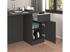 Isla de cocina Sole con 2 puertas y 2 cajones, color antracita mate/report, 160 x 90 x 90 cm