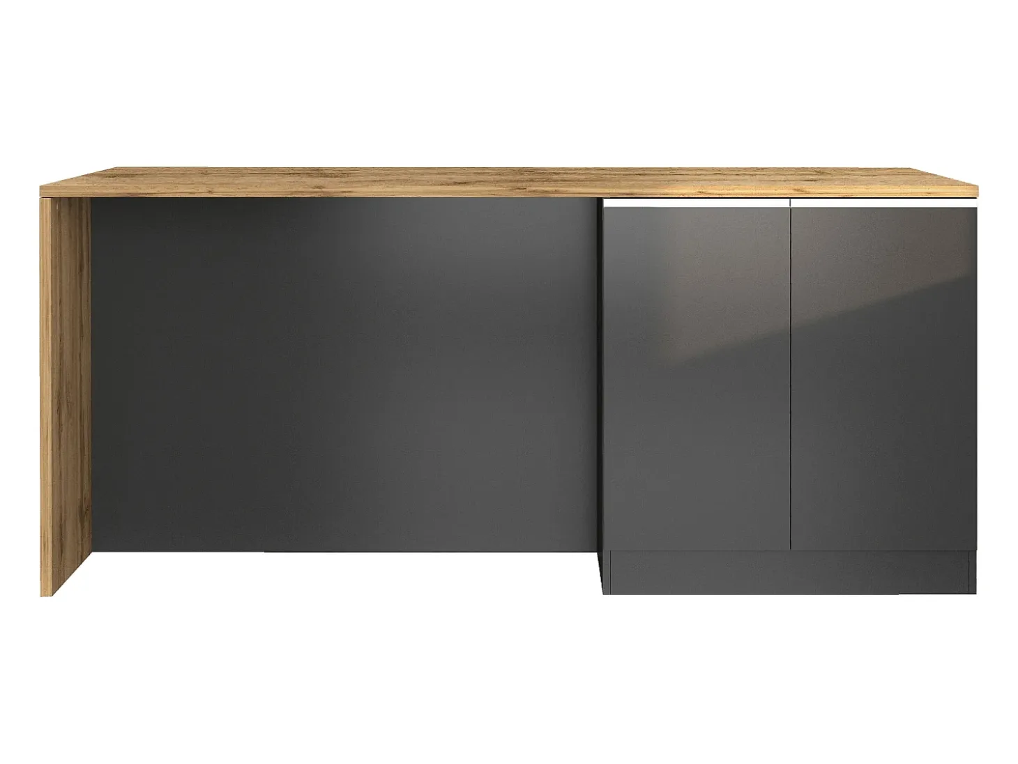 Isla de cocina Sole con 4 puertas, color antracita mate/roble, 200 x 90 x 90 cm