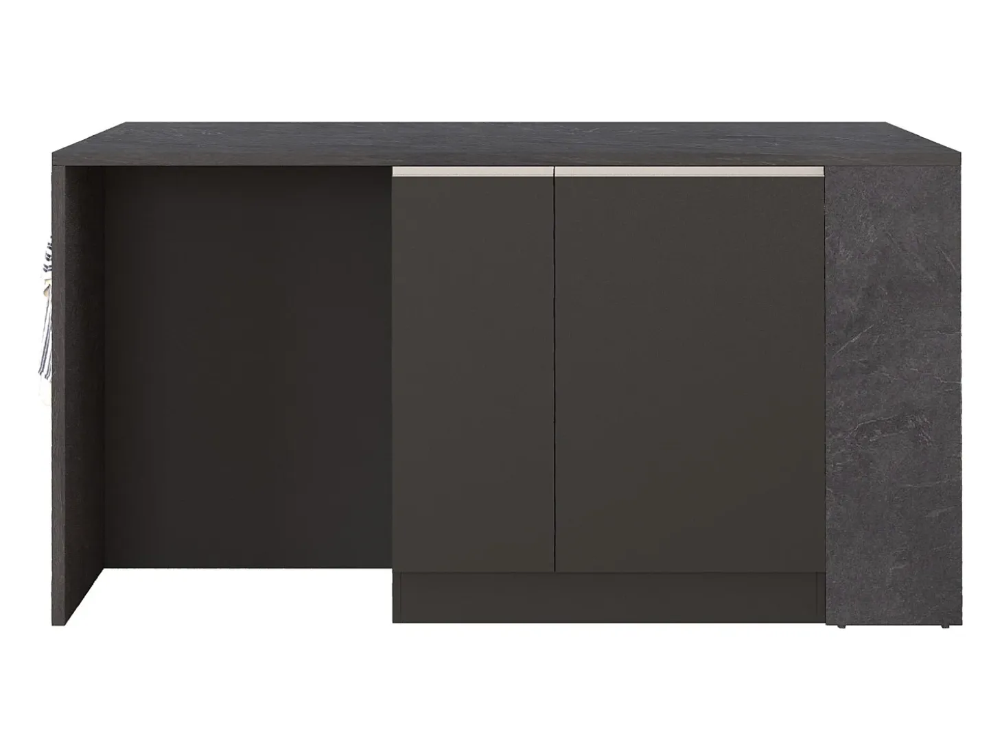 Isla de cocina Sole con 2 puertas, 2 cajones y 1 estante, color antracita mate/report, 168 x 90 x 91 cm