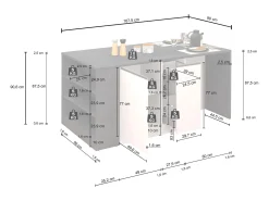 Isla de cocina Sole con 2 puertas, 2 cajones y 1 estante, color antracita mate/report, 168 x 90 x 91 cm
