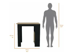 Isla de cocina Stirling en melamina con 3 estantes y puerta de almacenamiento inferior , Negro / Beige , 91.3 cm X 92 cm X 59 cm
